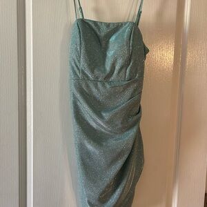 Elegant Teal Glitter Dress